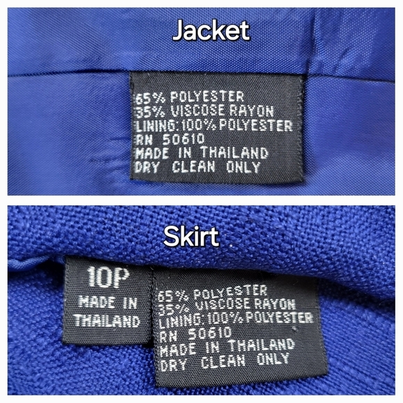 KASPER Lightweight Linen Skirt Suit Royal Blue Size 10P Vintage - Picture 12 of 12